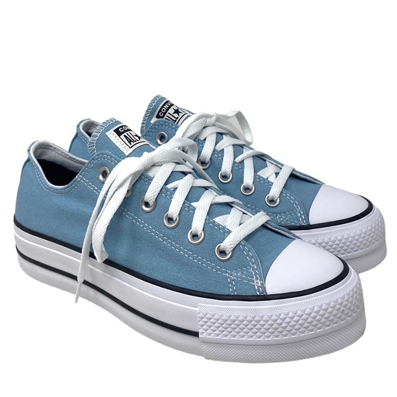 Converse Ctas Lift OX Worn Blue Canvas Platform Women's Low Top Sneaker A09956C - Picture 2 of 9